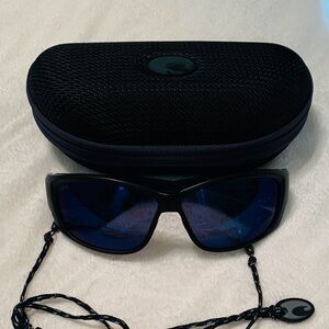 Costa Men’s Luke Mauritius Black Sunglasses with Blue Lenses
